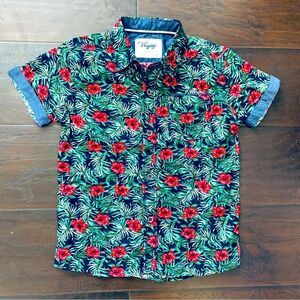 Craft + Flow Voyage Little Boys Hawaiian Floral 100% Cotton Button Down Shirt